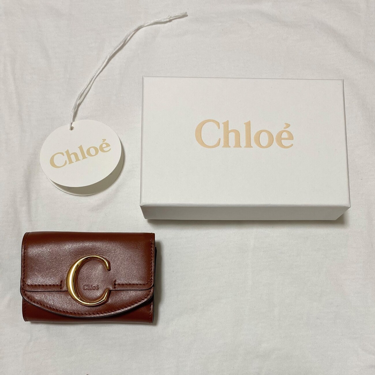 Chloé C Small Tri Fold Wallet In Shiny Calfskin